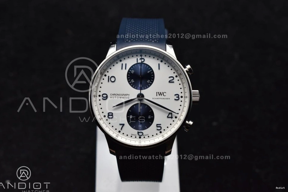 Z+F Strap A69355 Portuguese IW3716 Rubber Blue 1:1 White Blue on Best Chrono Dial Edition 1104